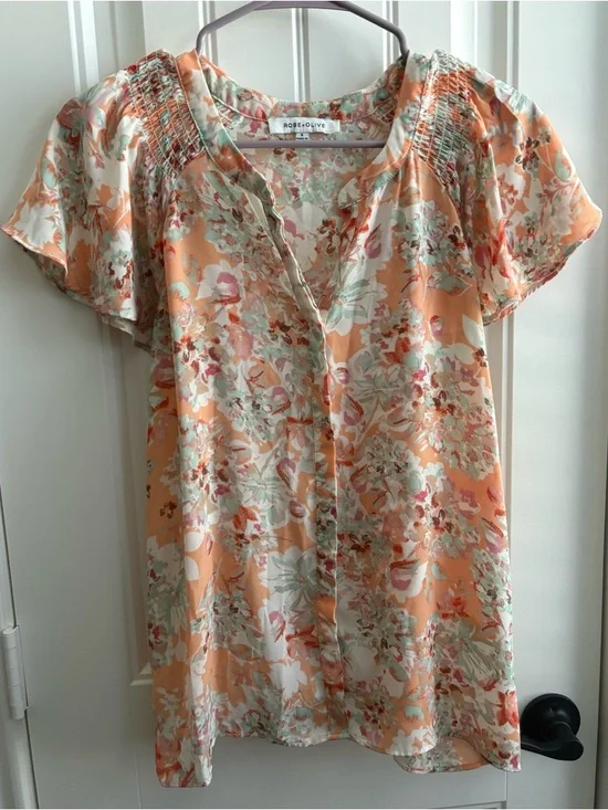 Rose & Olive Peach Floral Blouse - Picture 2 of 4
